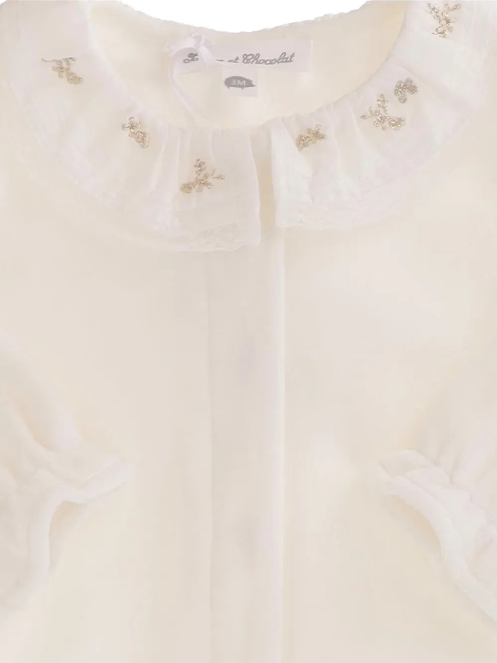 Tartine Et Chocolat Pyjama met geborduurde bloemen en ruches Beige