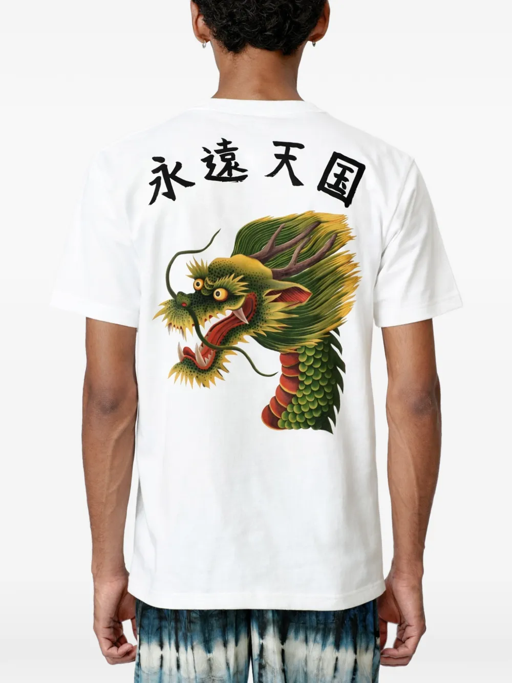 Endless Joy Monkey Dragon T-shirt met grafische print Wit