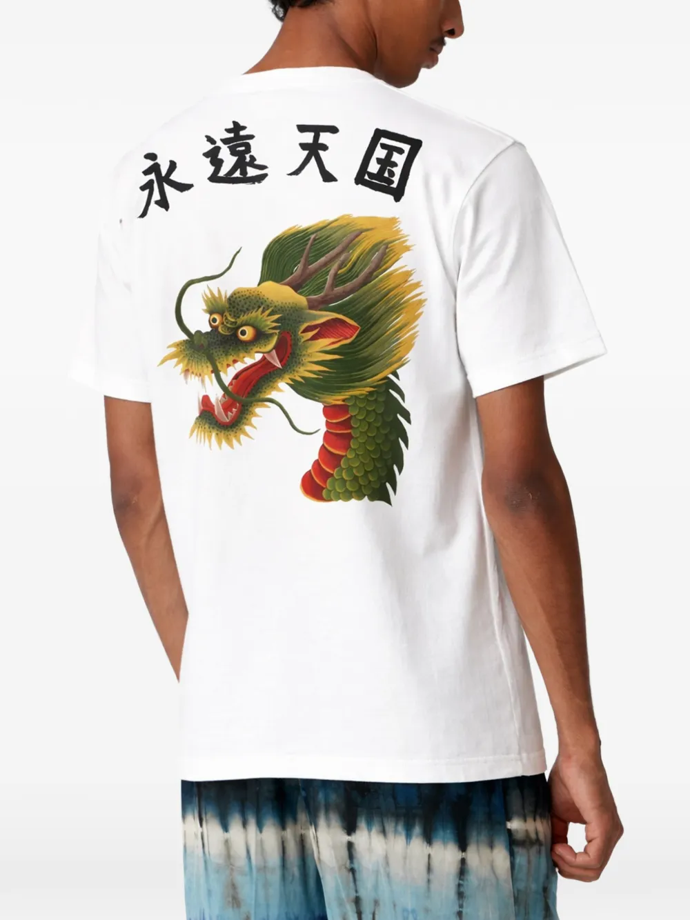 Endless Joy Monkey Dragon T-shirt met grafische print Wit
