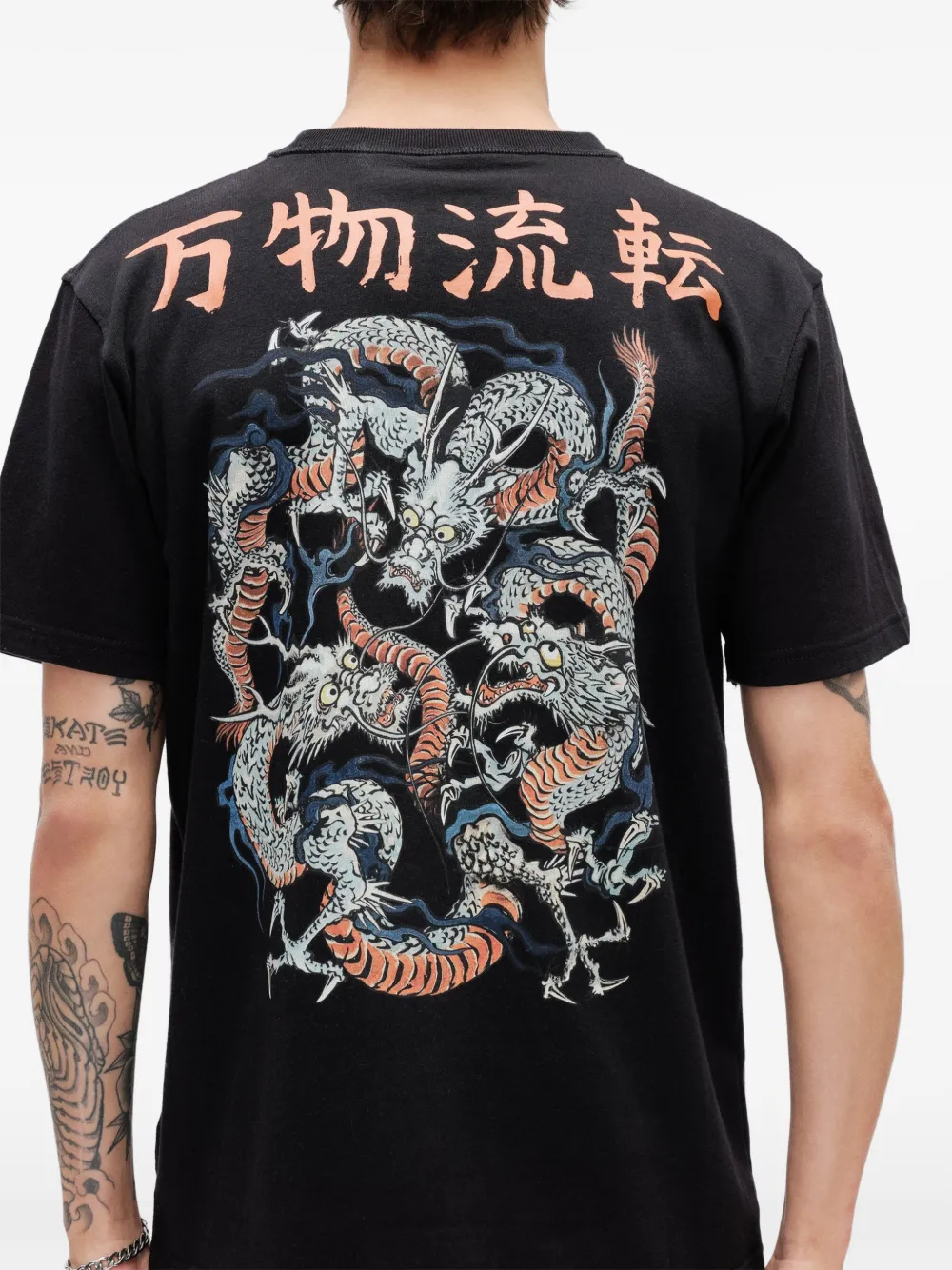 Endless Joy Tiga Naga T-shirt met print Zwart