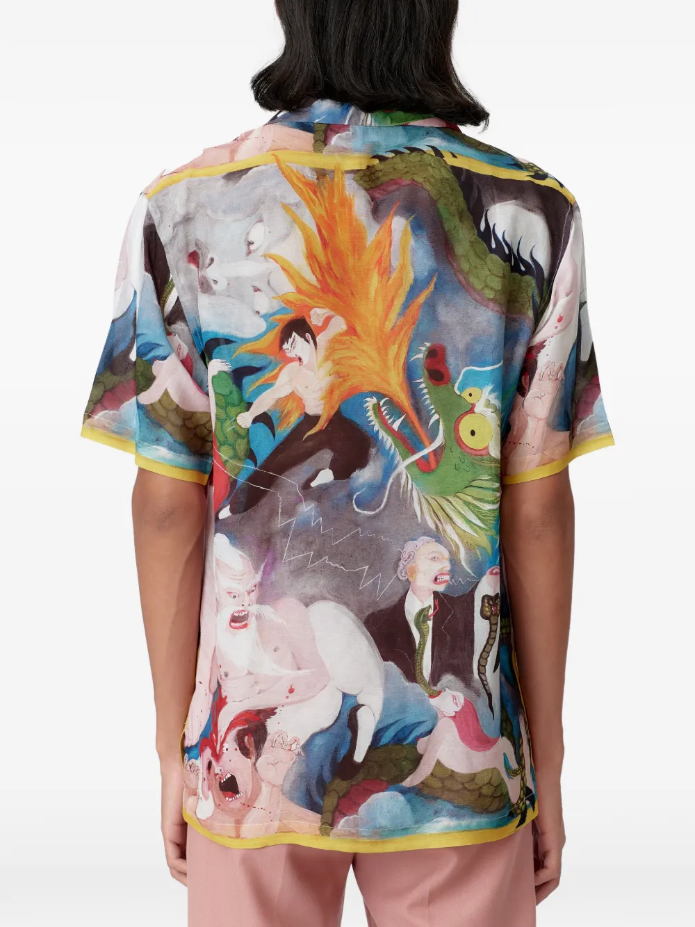 Endless Joy Kung Fu Cannibal overhemd met korte mouwen Beige