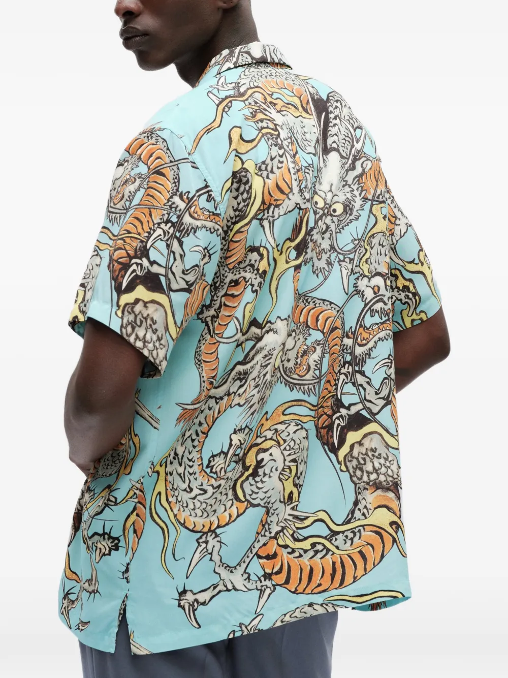 Endless Joy Tiga Naga overhemd met korte mouwen Blauw
