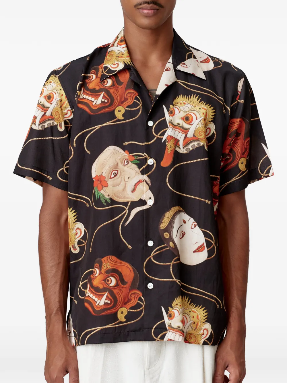 Endless Joy Topeng overhemd met grafische print Zwart