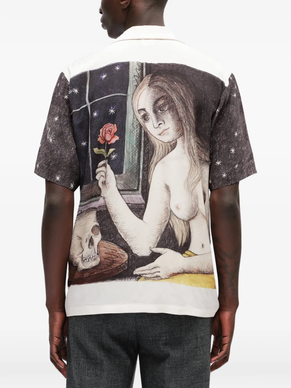 Endless Joy Hello Dear zijden overhemd met grafische print Wit