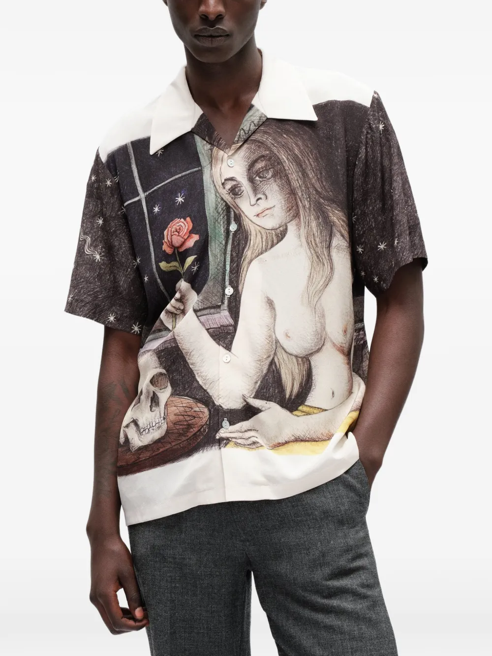 Endless Joy Hello Dear Graphic-print Silk Shirt In Multi