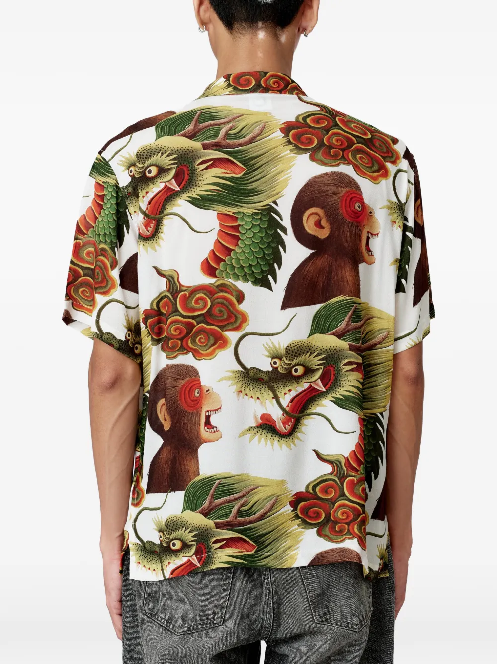 Endless Joy Monkey Dragon overhemd met korte mouwen en grafische print Wit