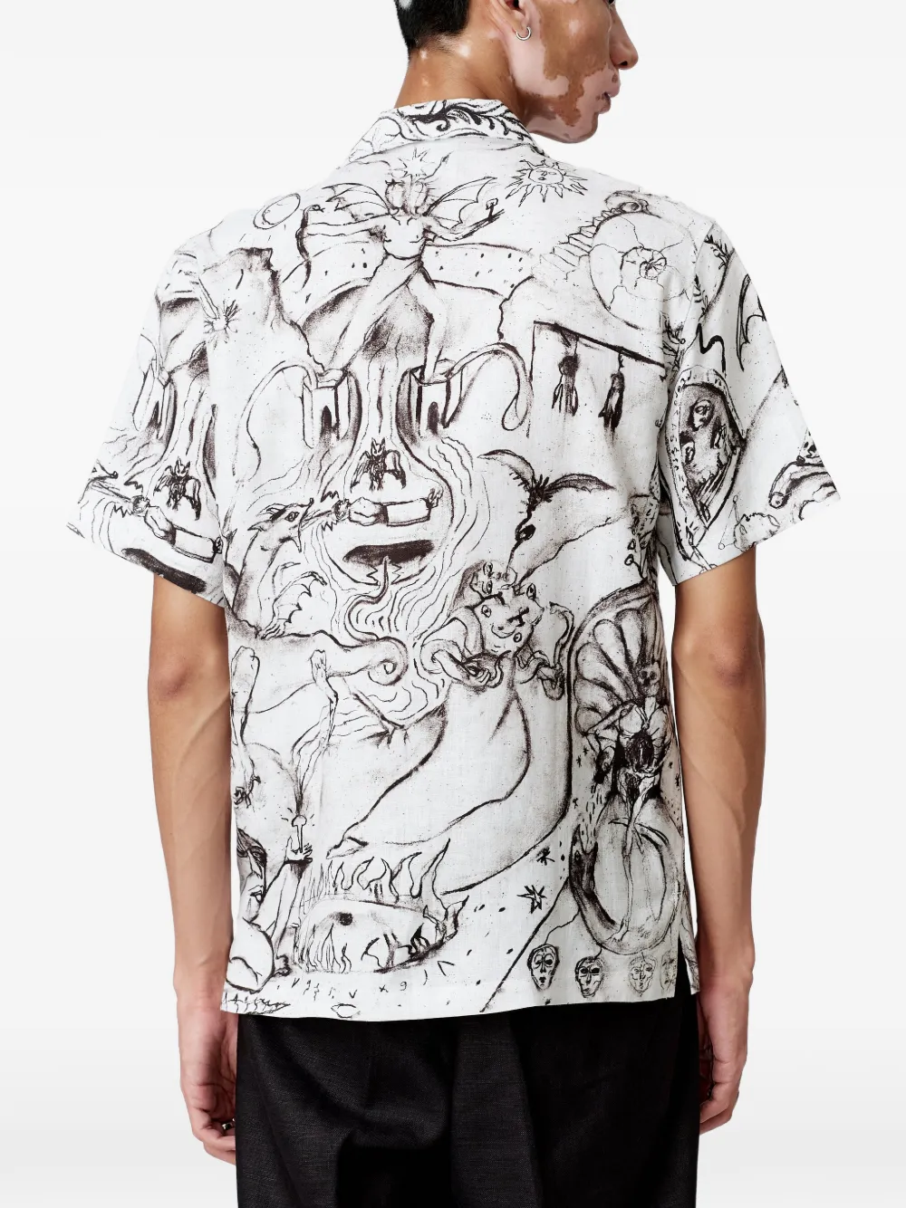 Endless Joy Alchemy linnen overhemd met grafische print Wit