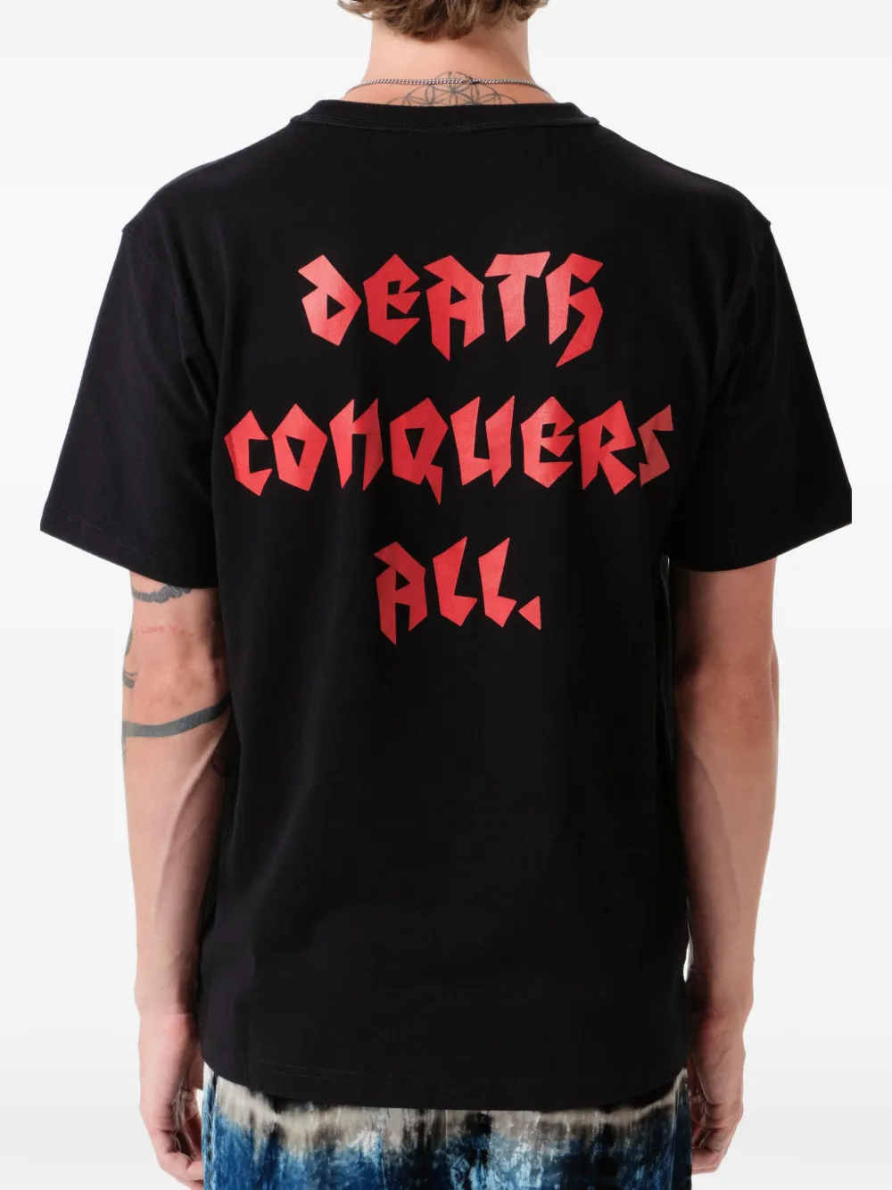 Endless Joy Katoenen T-shirt met doodskopprint Zwart