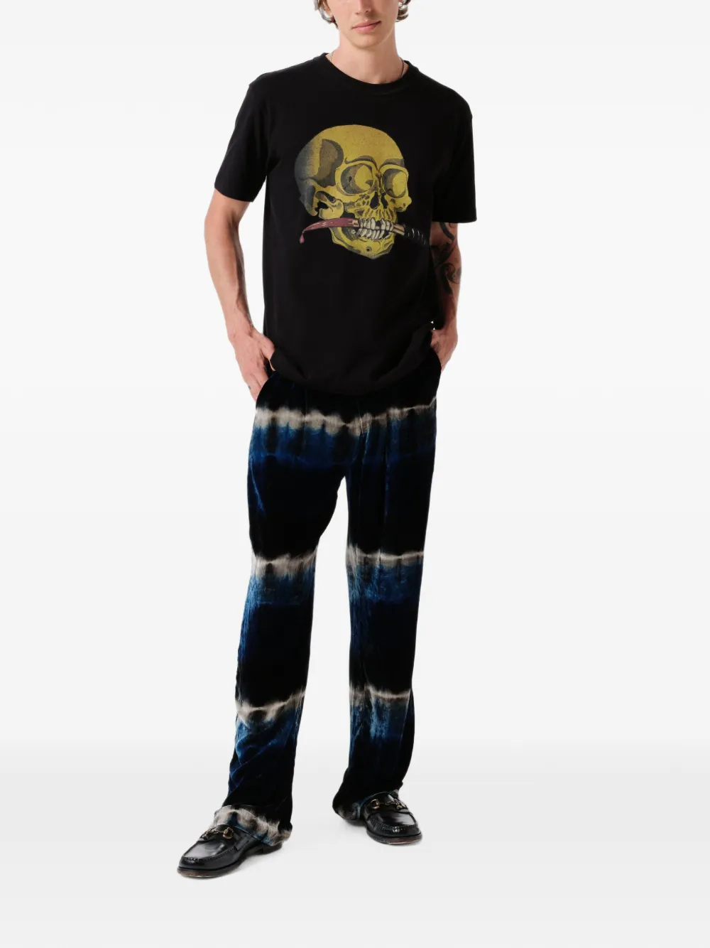Endless Joy Katoenen T-shirt met doodskopprint Zwart