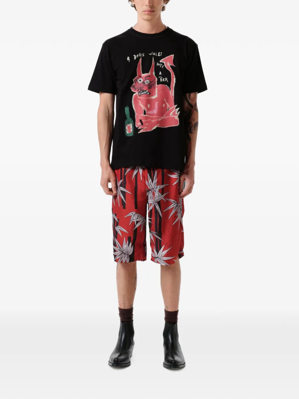 Endless Joy Devil katoenen T-shirt met grafische print Zwart