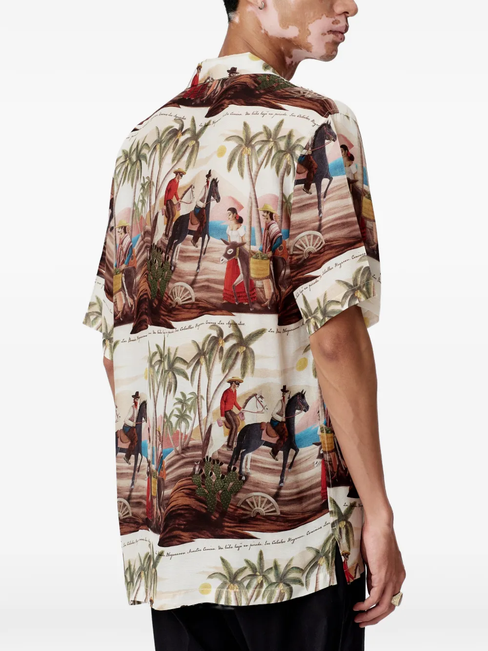 Endless Joy Bandito overhemd met korte mouwen en grafische print Beige