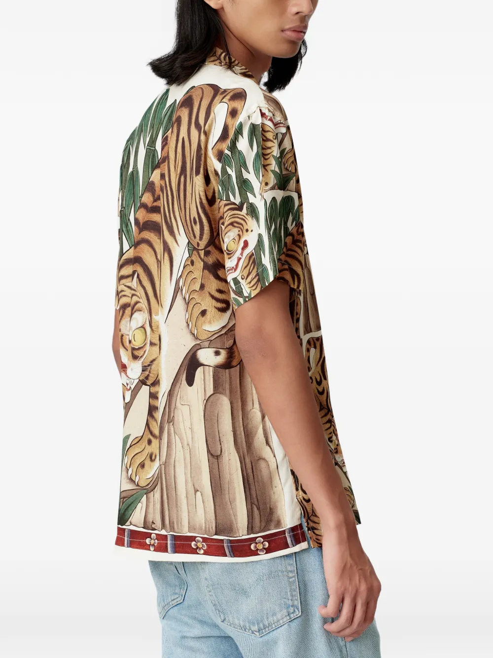 Endless Joy Tiger overhemd met grafische print Beige