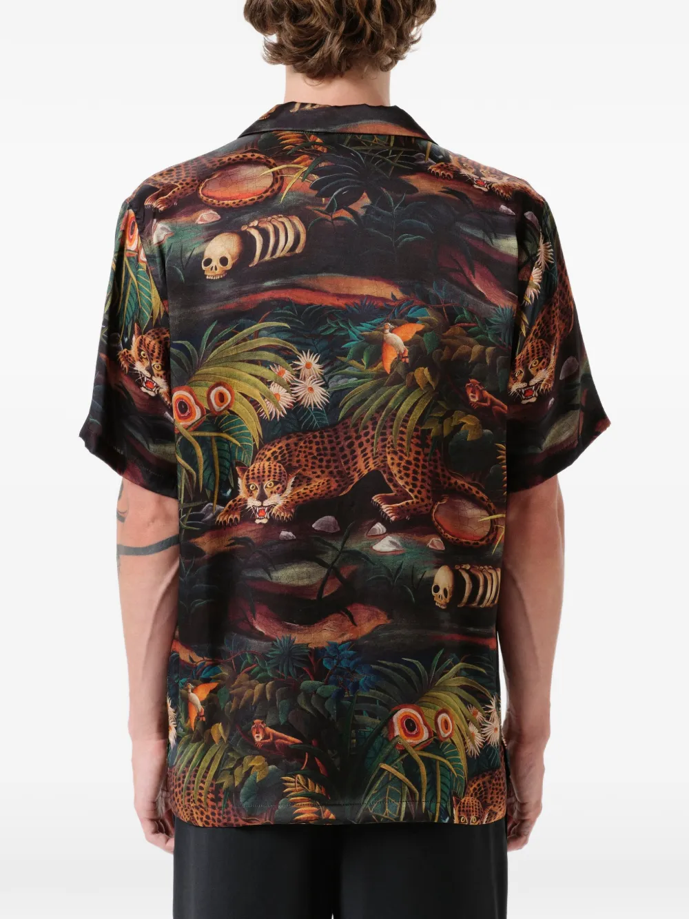 Endless Joy Leopardo Jungle overhemd met korte mouwen Zwart