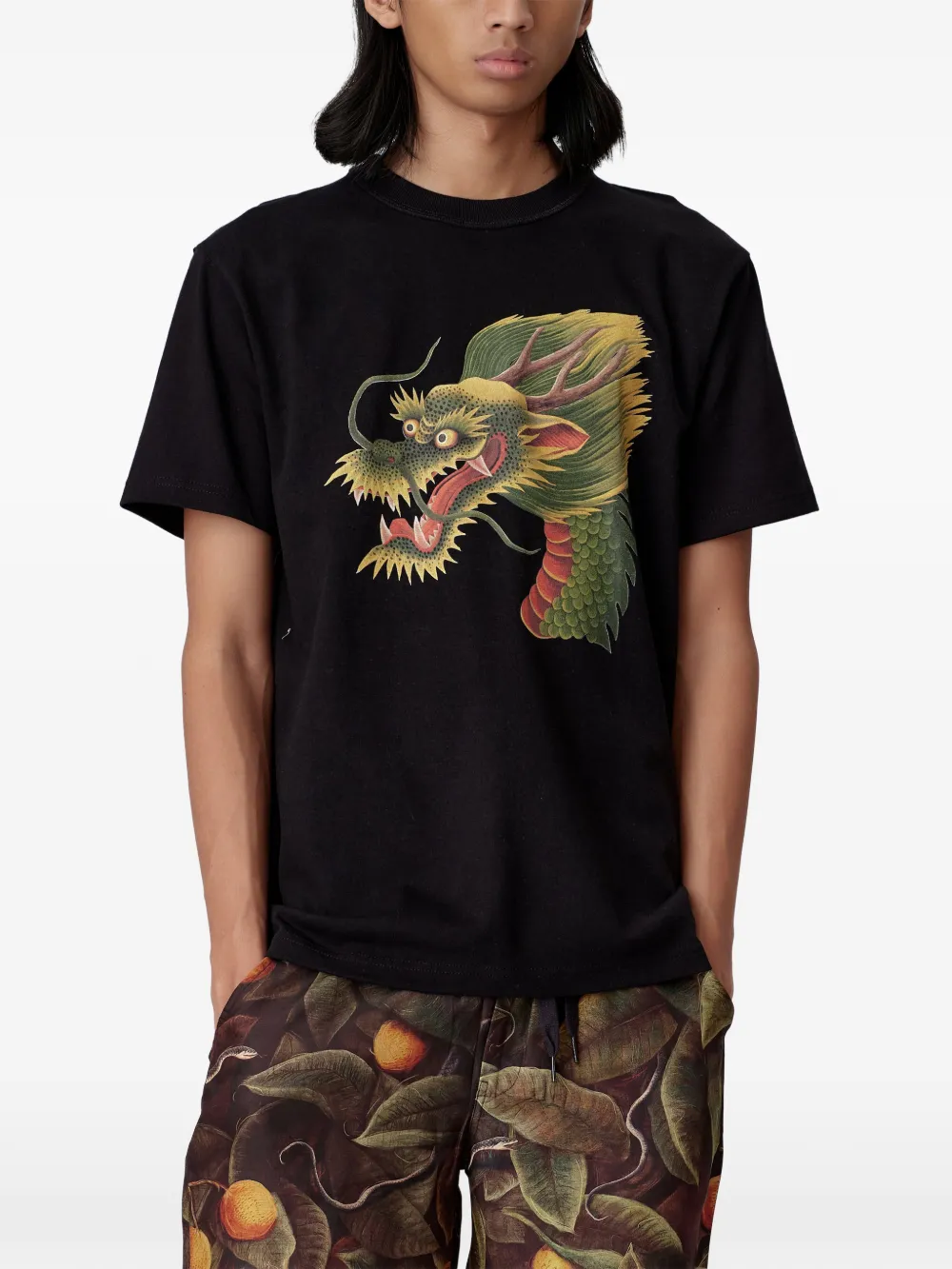 Endless Joy Monkey Dragon T-shirt met grafische print Zwart