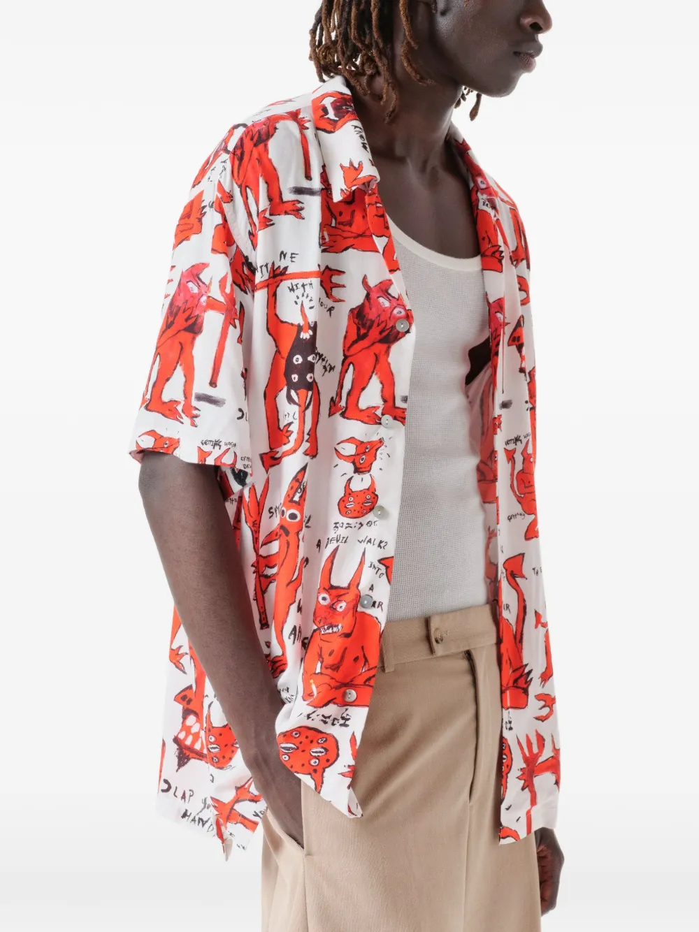 Endless Joy Devil overhemd met grafische print Wit