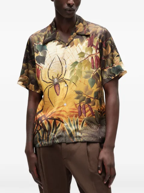 Endless Joy Spiderweb graphic-print mulberry silk shirt