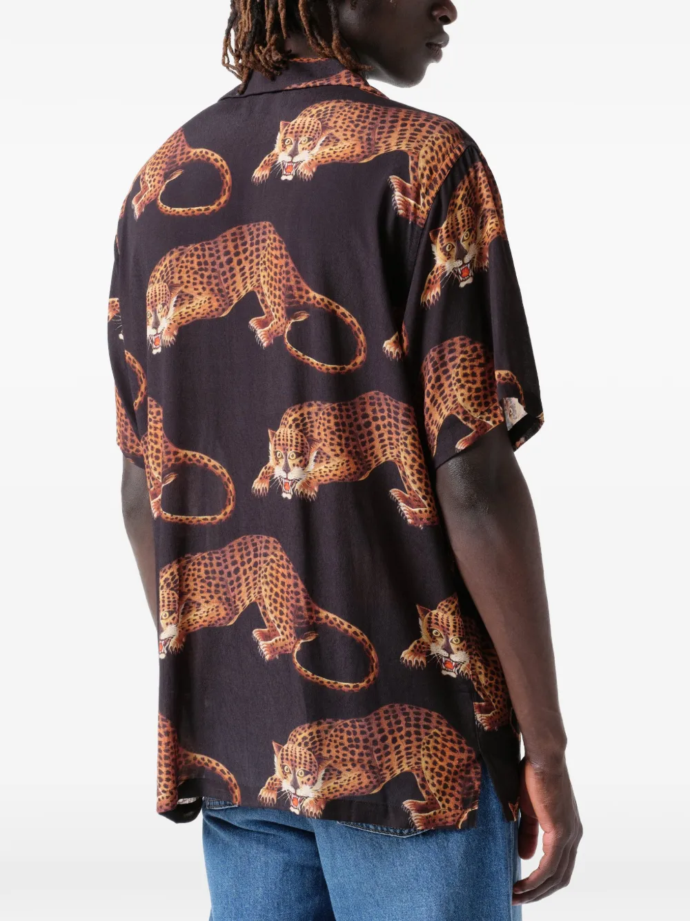 Endless Joy Leopardo overhemd met korte mouwen en grafische print Zwart