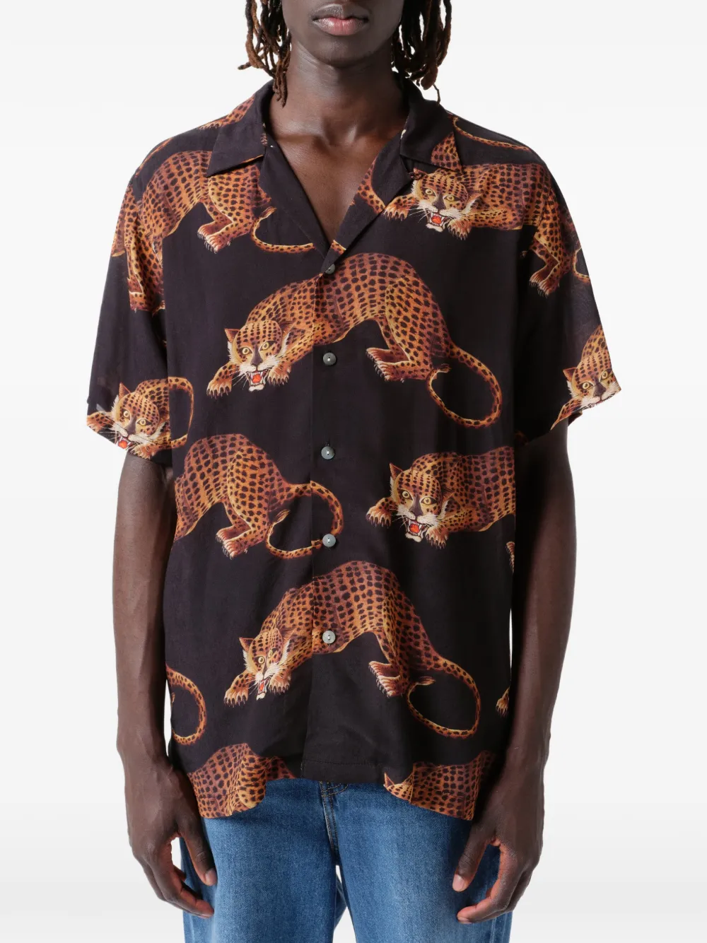Endless Joy Leopardo Graphic-print Short-sleeve Shirt In Multi