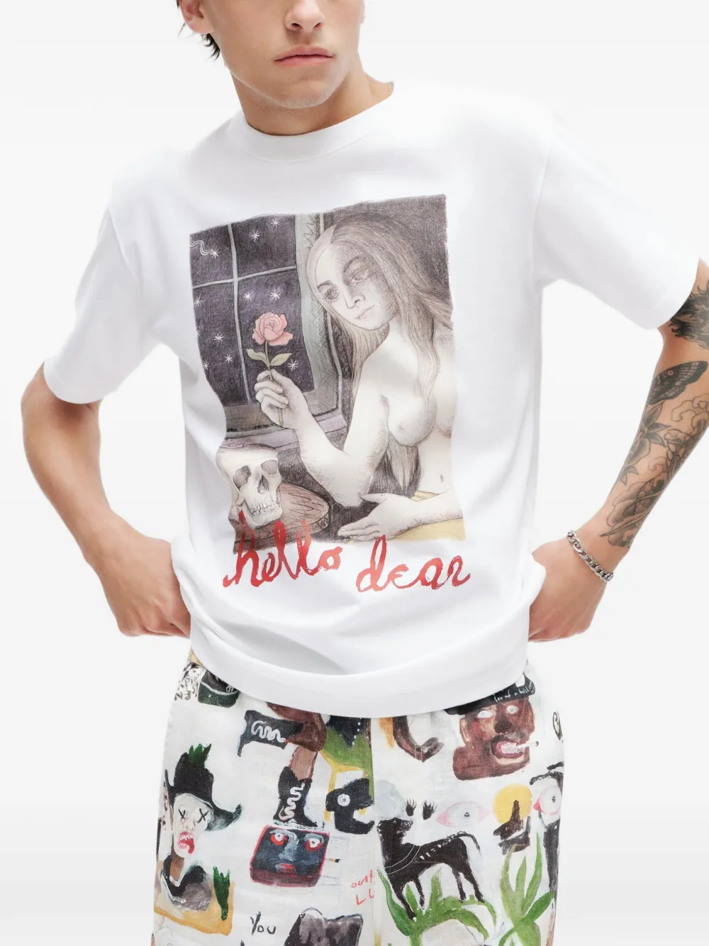 Endless Joy Hello Dear T-shirt met grafische print Wit