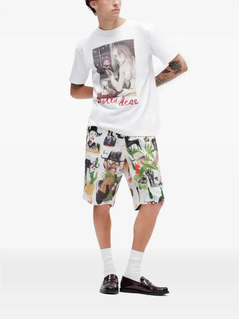 Endless Joy Hello Dear T-shirt met grafische print Wit
