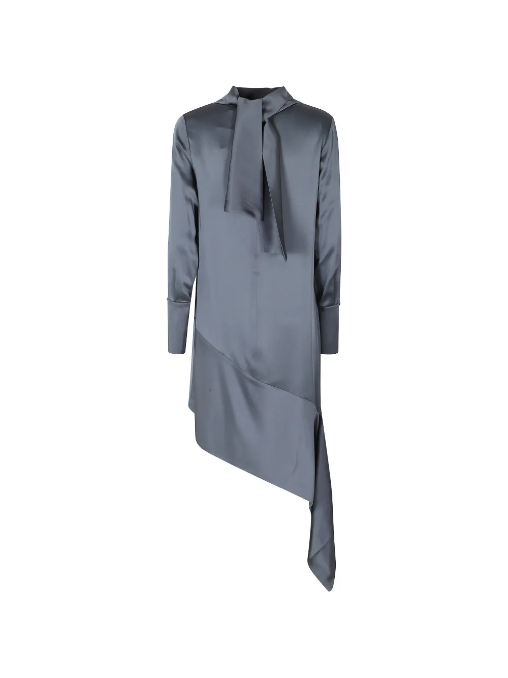 Semicouture robe mi-longue Gwenda asymétrique à col noué - Gris Semicouture robe mi-longue Gwenda asymétrique à col noué - Gris