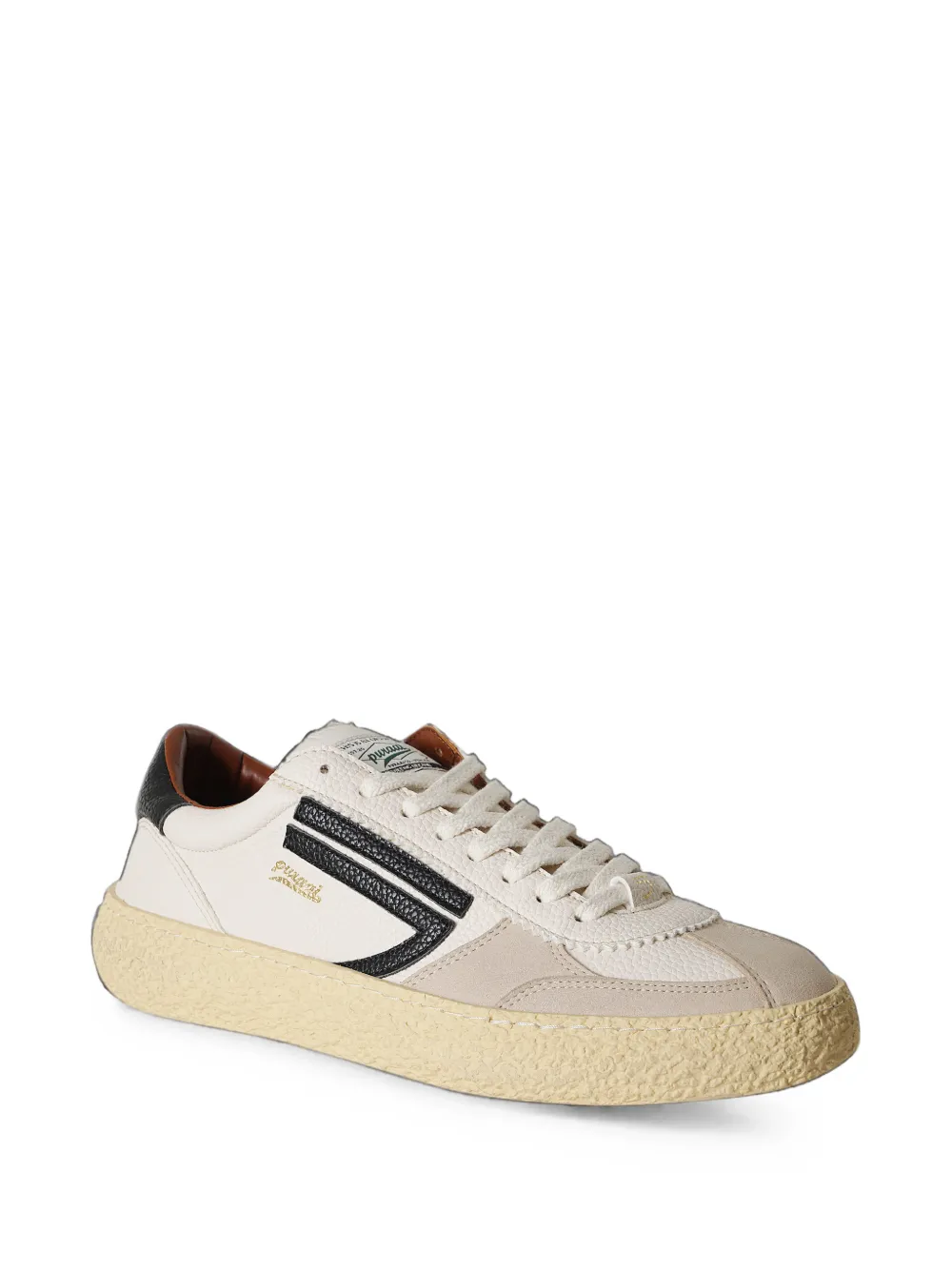 Puraai 1.01 Vintage suède sneakers met vlakken Wit