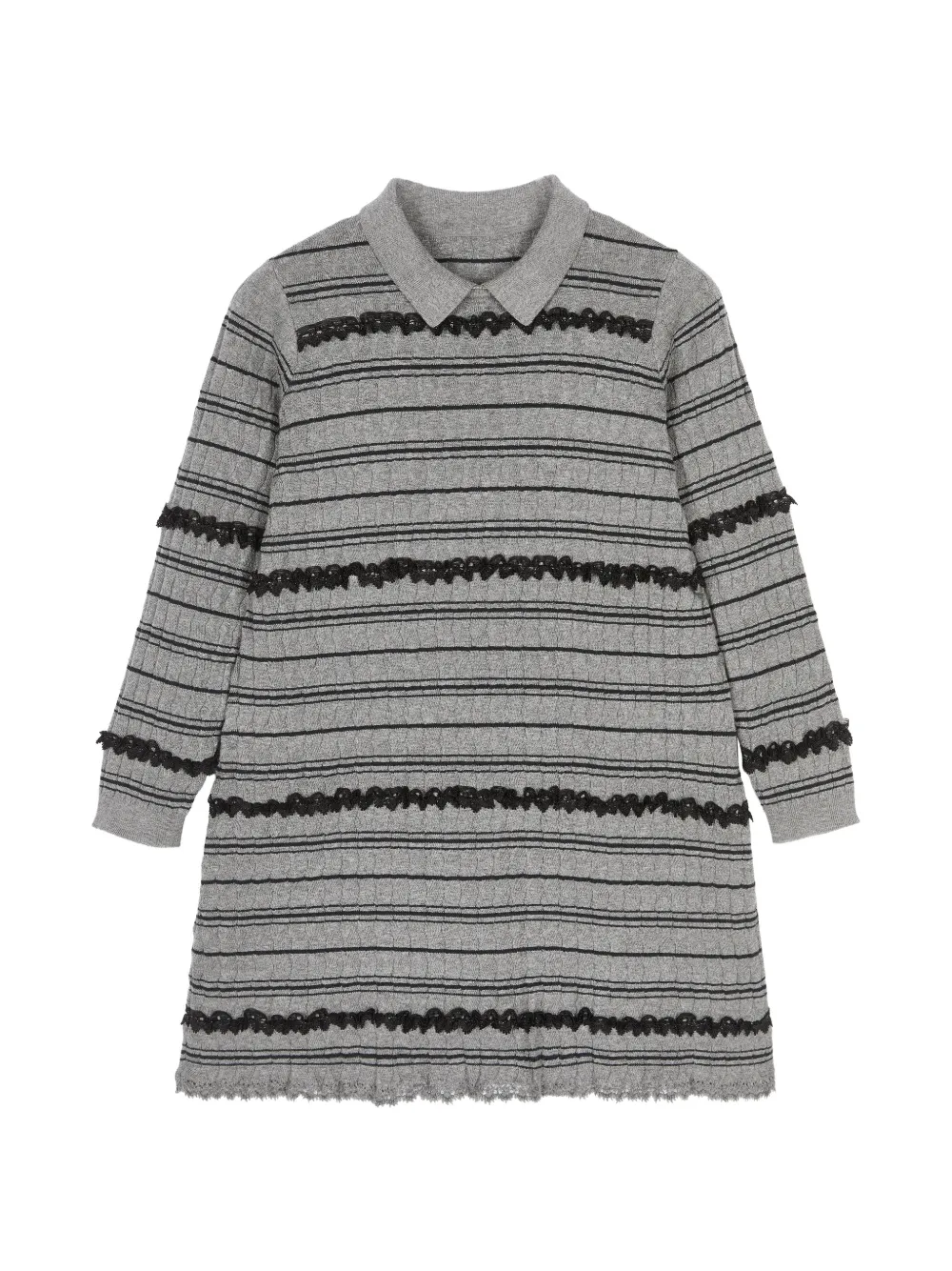 Jnby by JNBY Jurk met kanten afwerking en gestreepte print Grijs