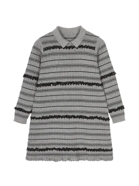 jnby by JNBY stripe-print lace-trim dress