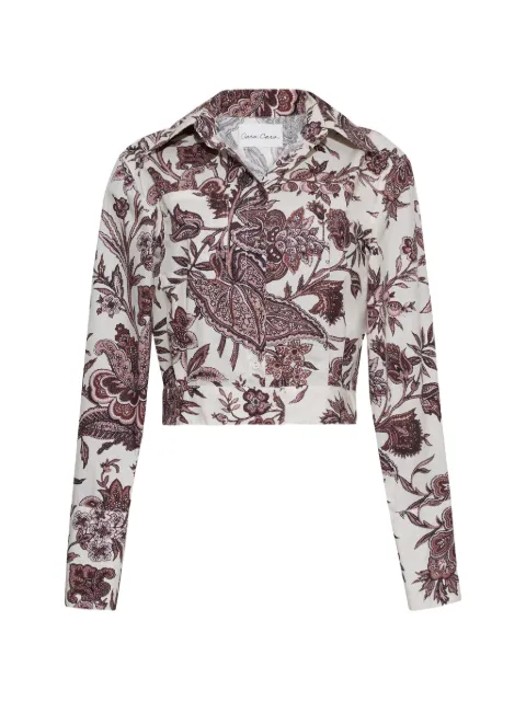 Cara Cara Berry floral-print cropped shirt