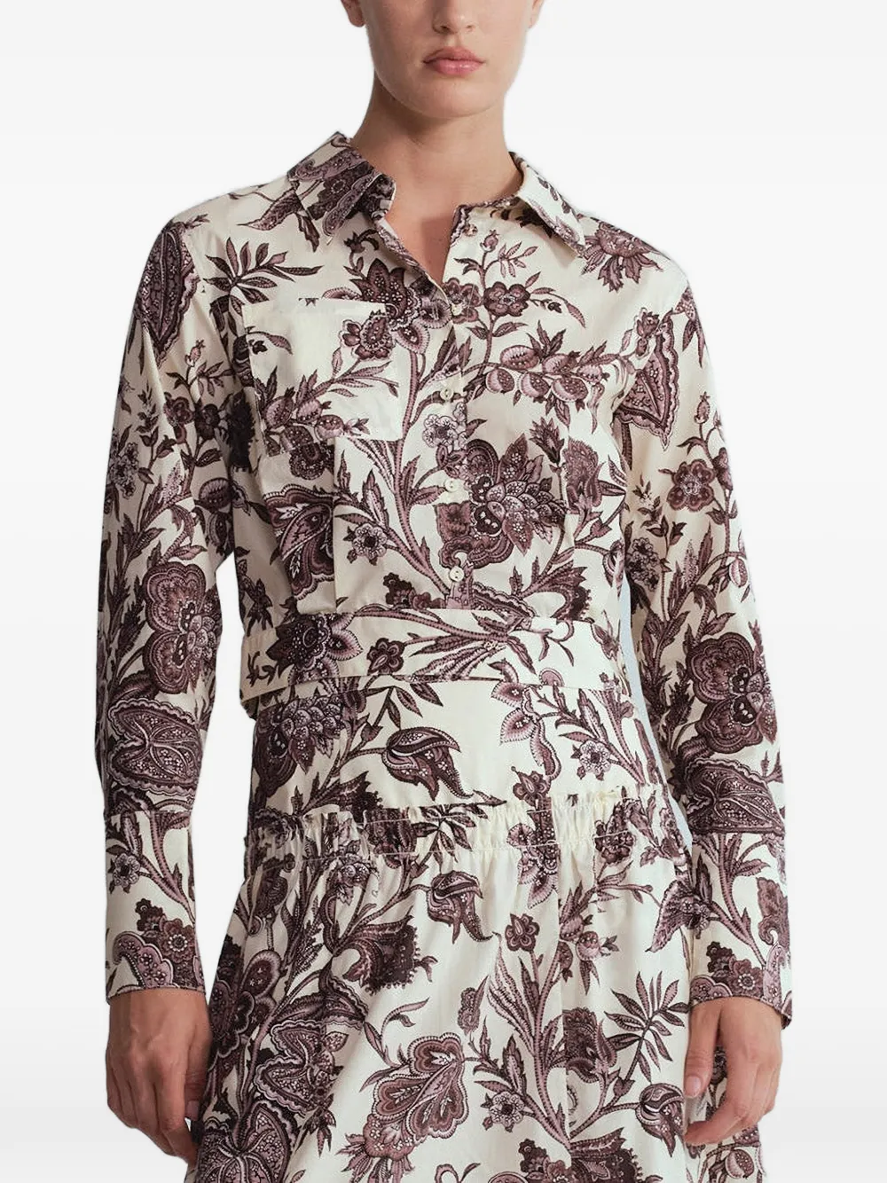 Cara Berry cropped blouse met bloemenprint Wit