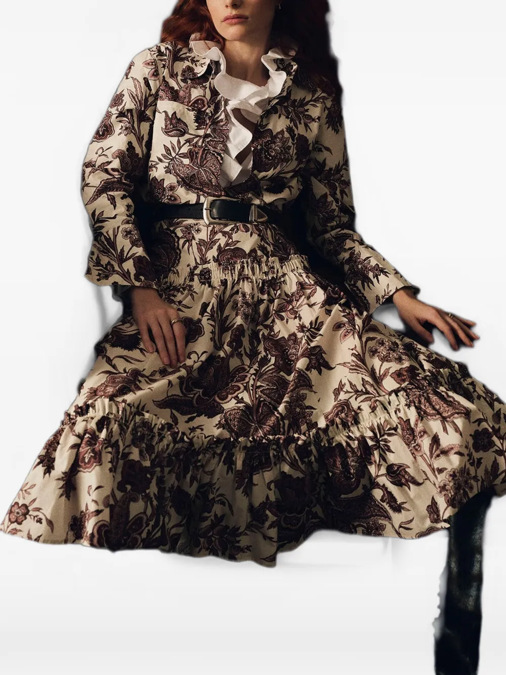 Cara Berry cropped blouse met bloemenprint Wit