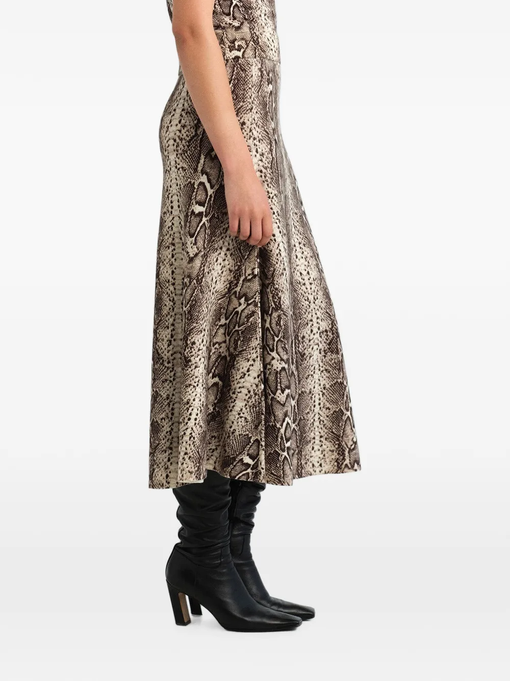 Cara Sandra wollen midi-rok met slangenprint Beige