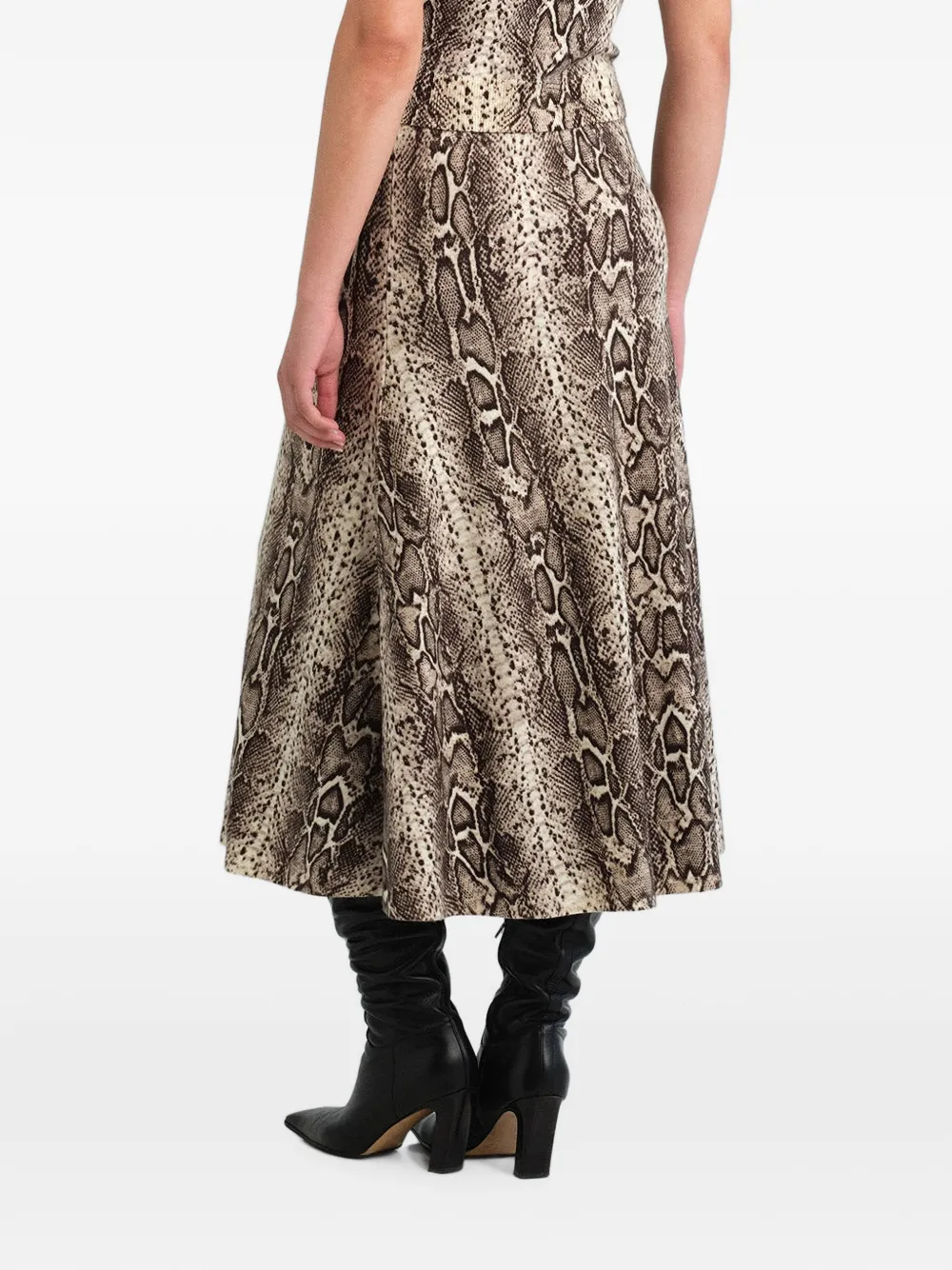 Cara Sandra wollen midi-rok met slangenprint Beige