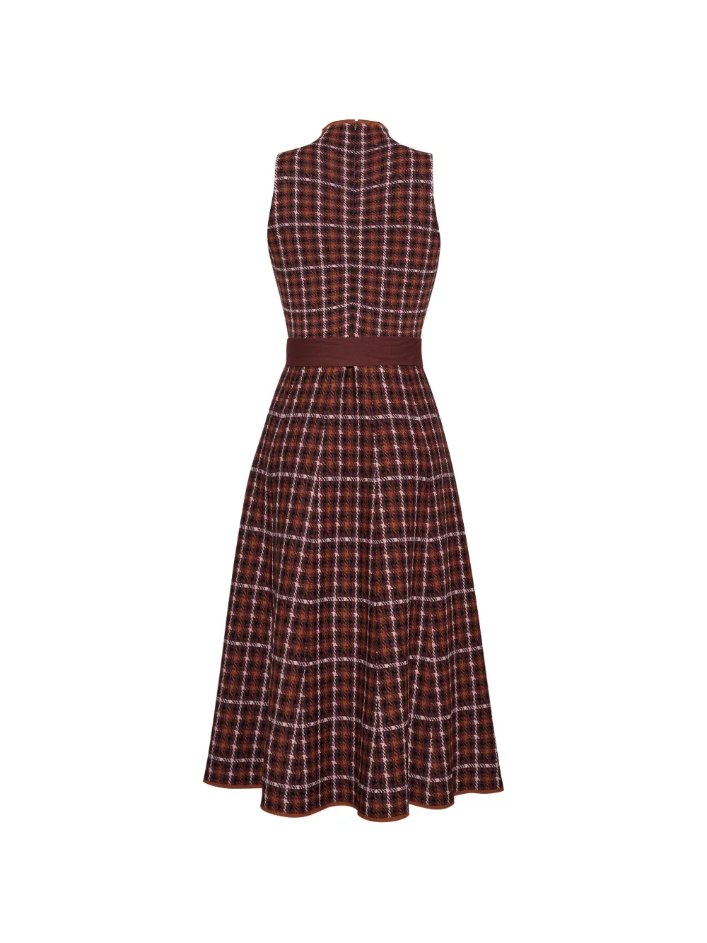 Cara Brice geruite midi-jurk met ceintuur Bruin