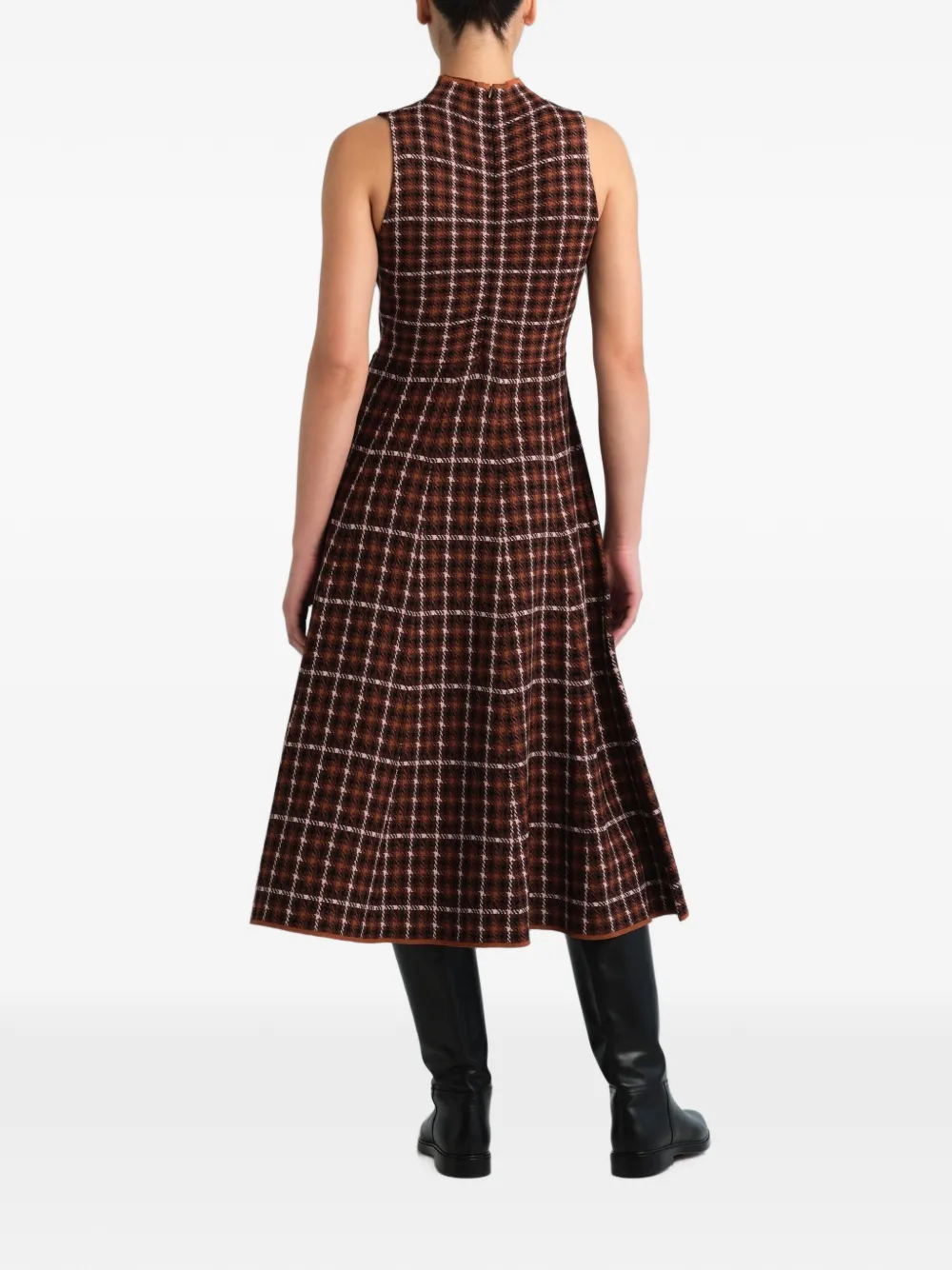 Cara Brice geruite midi-jurk met ceintuur Bruin