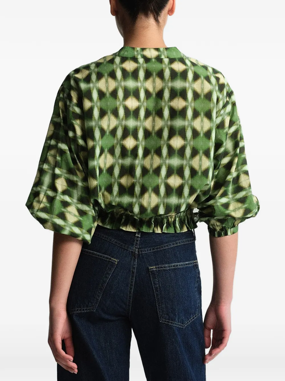 Cara Perrin blouse met geometrische print Groen