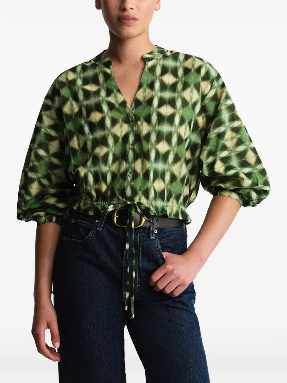 Cara Perrin blouse met geometrische print Groen