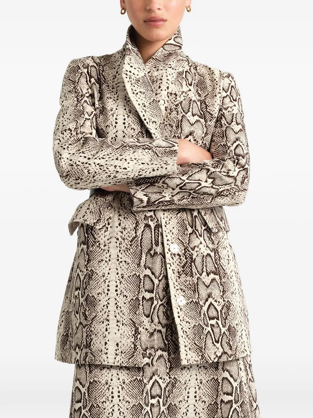 Cara Romeo blazer met slangenprint Beige