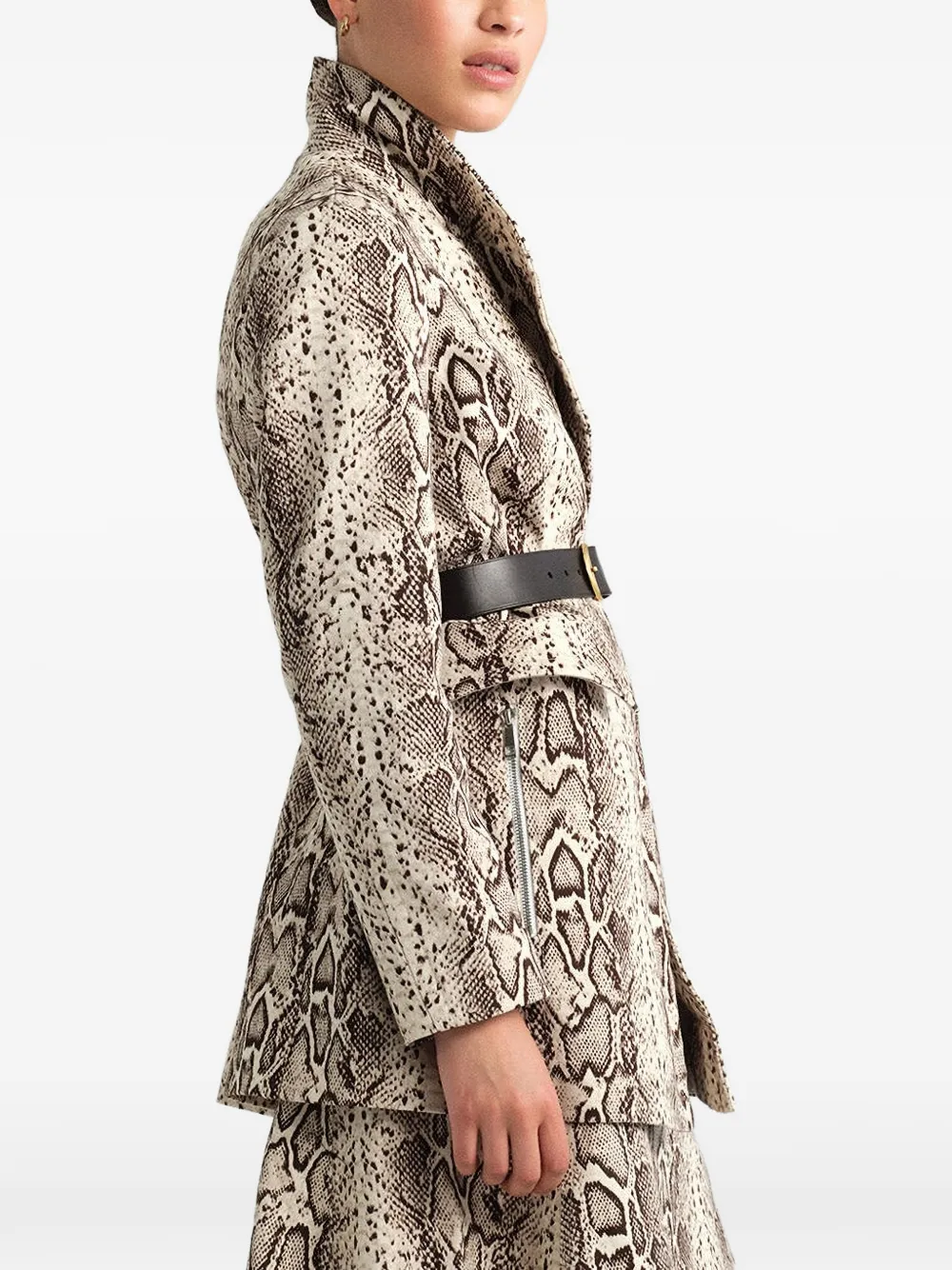 Cara Romeo blazer met slangenprint Beige