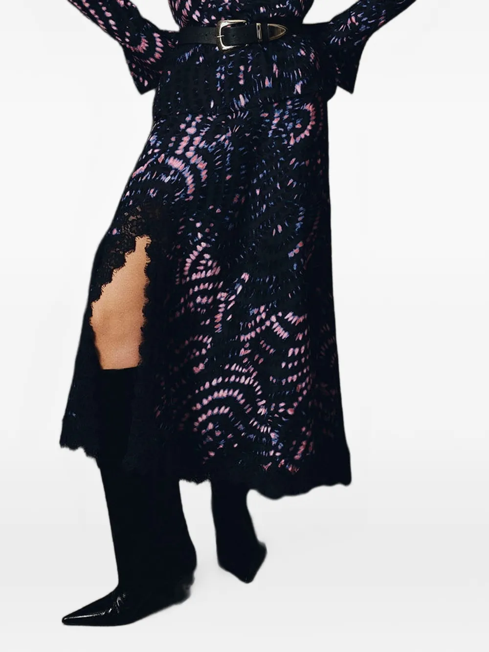 Cara Lou midi-rok met kanten afwerking Blauw