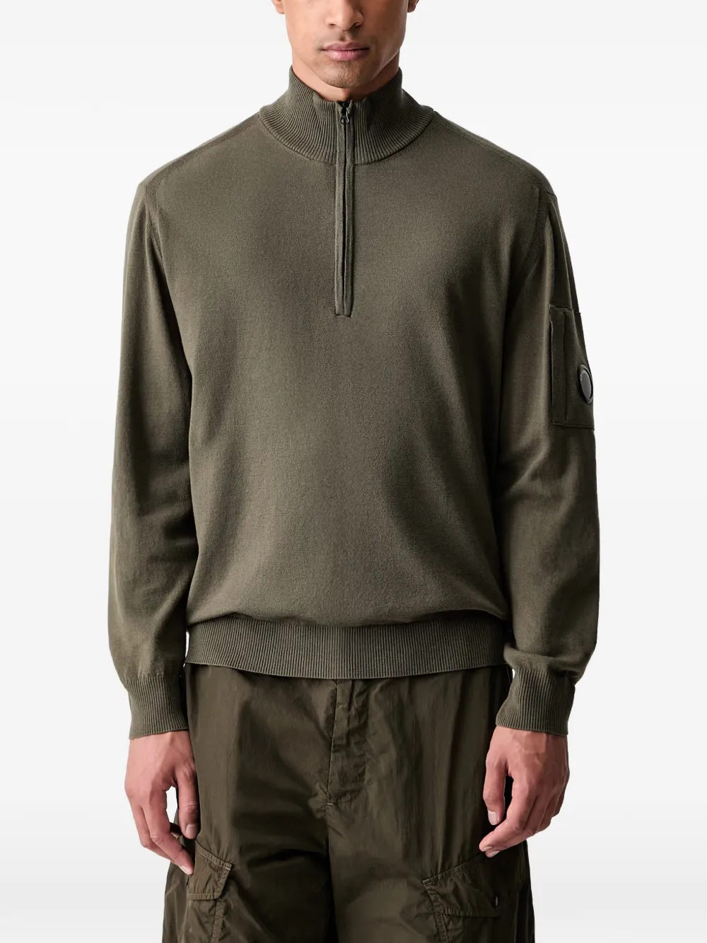 C.P. Company Lens-detail half-zip sweater - Verde