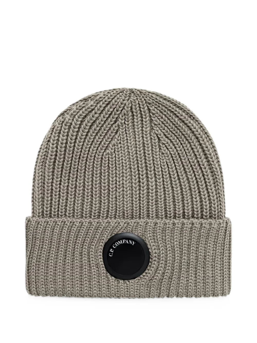 C.P. Company Lens-detail ribbed-knit beanie hat - Grau