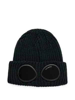 C.P. Company Extrafine Merino Wool Goggle Beanie Hat | Green