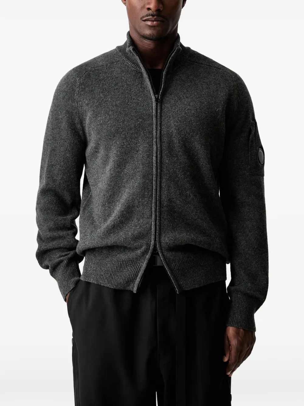 C.P. Company lambswool Lens zipped sweater - Grigio