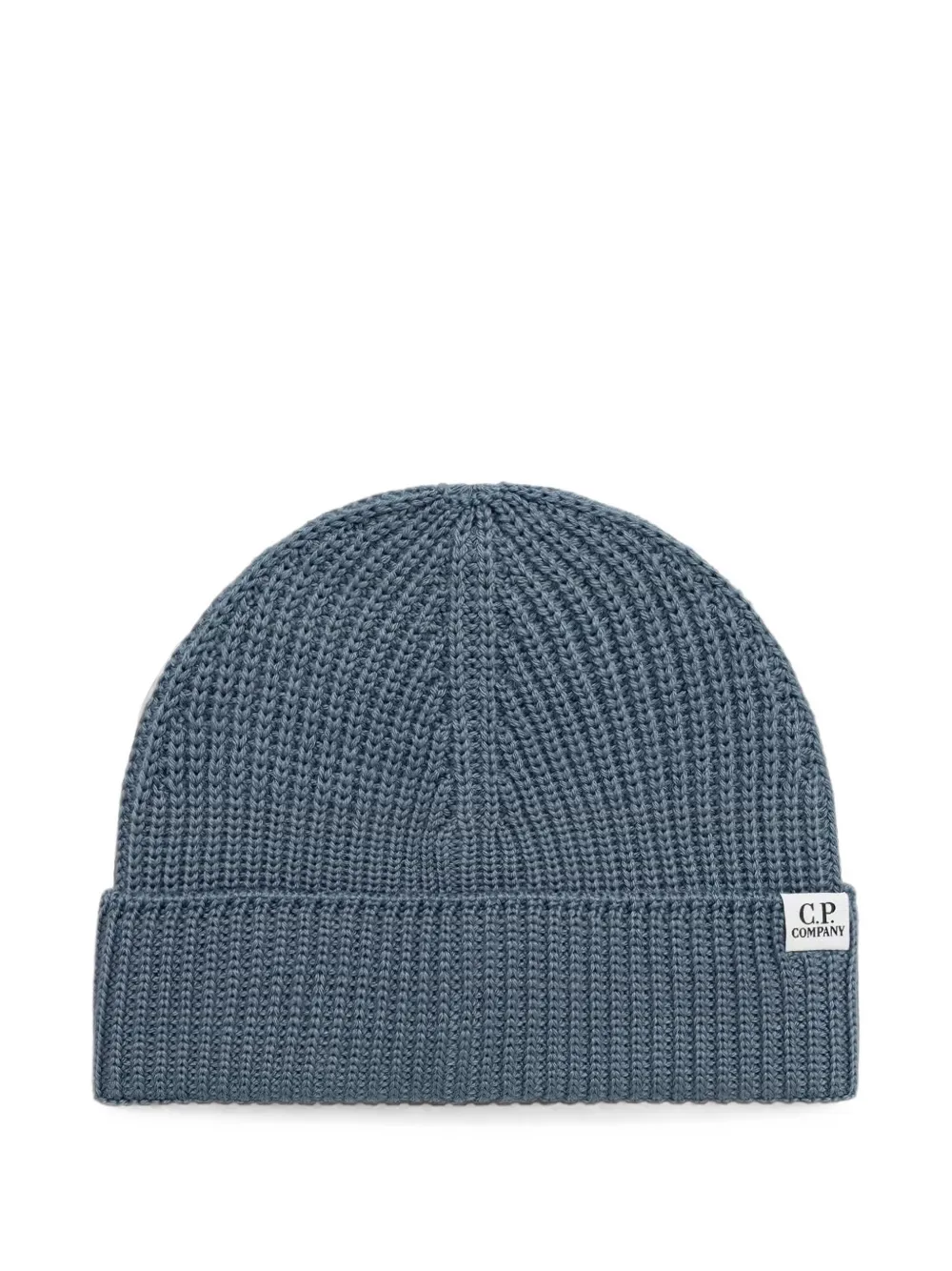 C.P. Company logo-patch ribbed-knit beanie hat - Blu