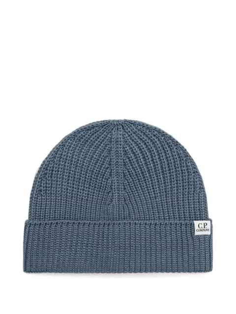 C.P. Company logo-patch ribbed-knit beanie hat