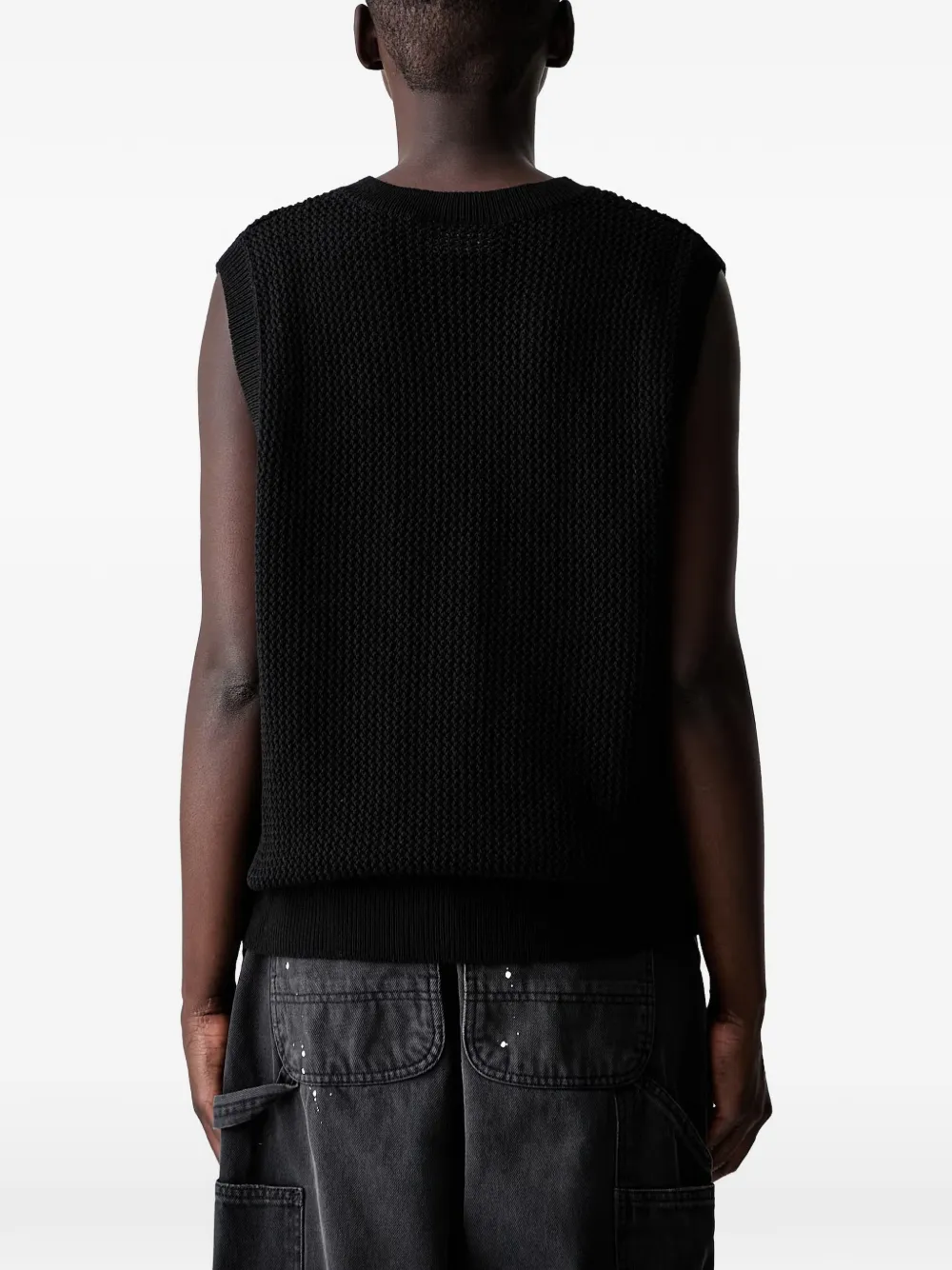Carhartt WIP Stockton V-neck waffle-knit vest Zwart