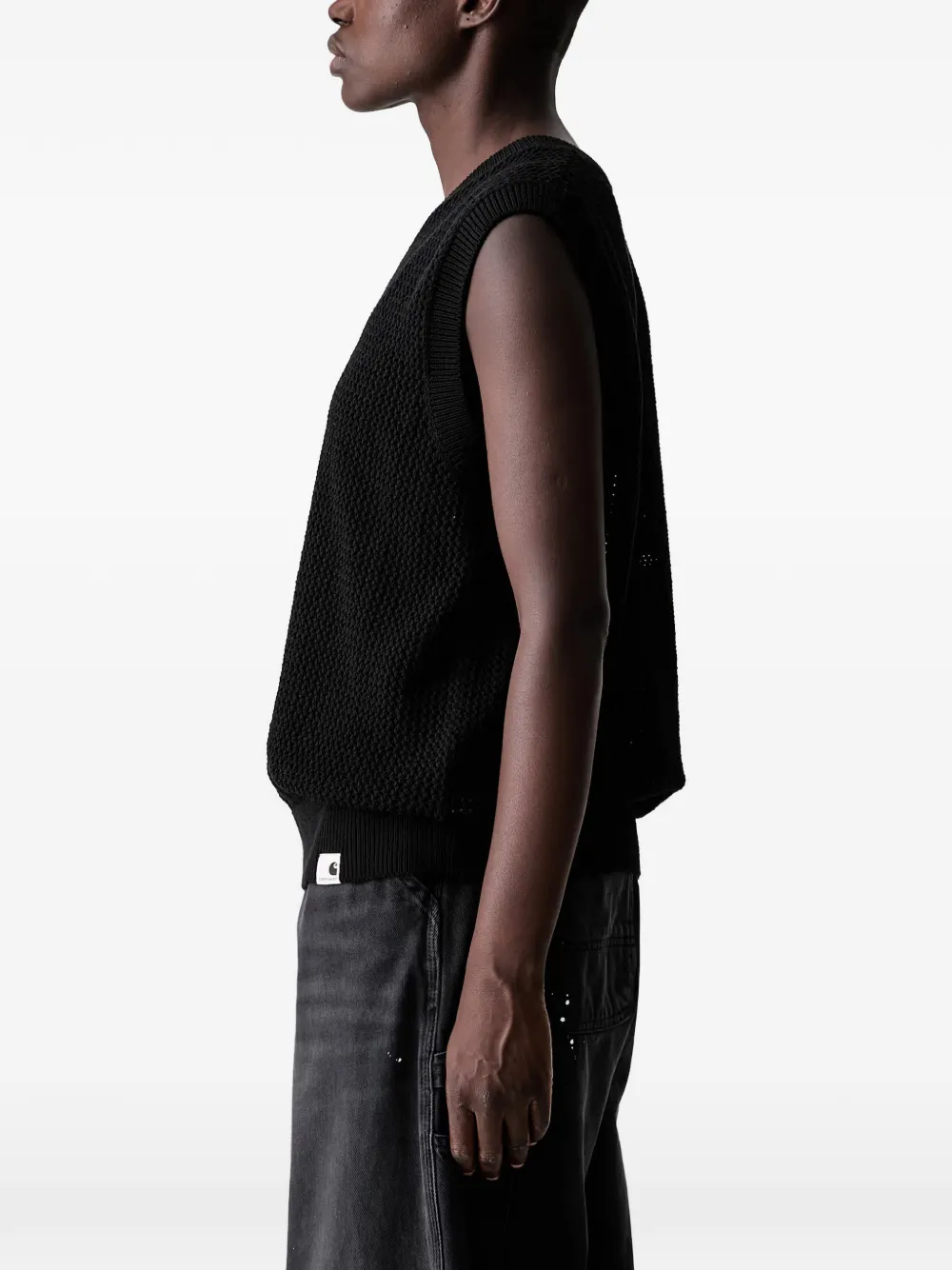 Carhartt WIP Stockton V-neck waffle-knit vest Zwart