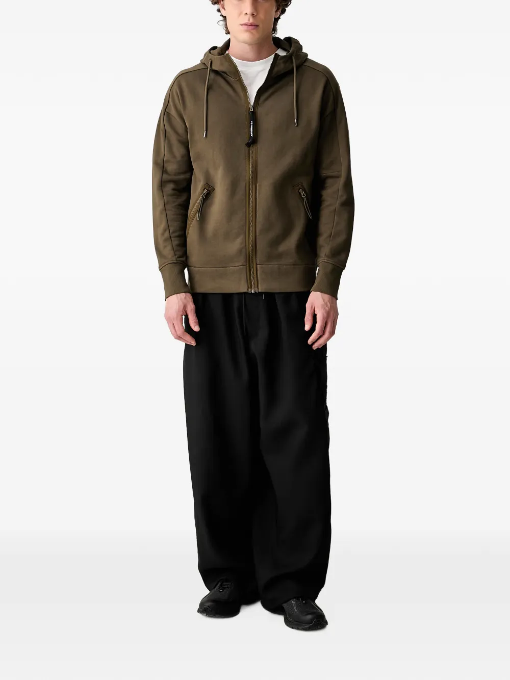 C.P. Company Hoodie met rits Groen