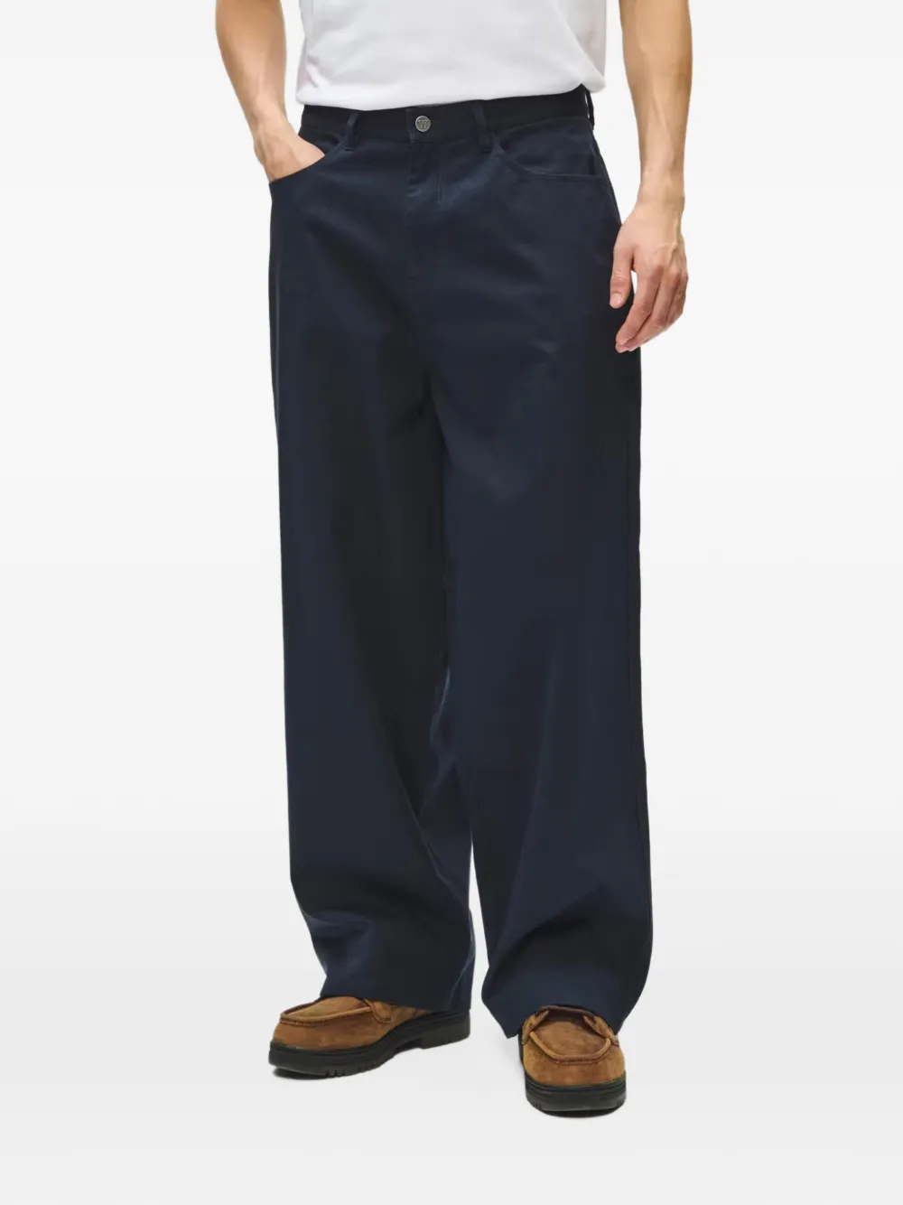 Wood WWHarald katoenen-broek met wijde pijpen Blauw